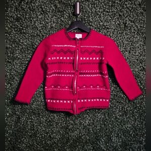 Charming Kids' Red Patterned Sweater
